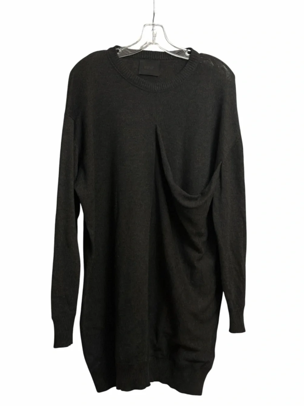 Gestuz Oversized Dark Gray Knit Mini Dress - Women's Casual Sweater Dress - Picture 2 of 5